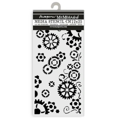 Afbeelding van Stamperia Dikke stencils voor plakboeken, albums, kaarten, bullet journals en meer, gears, flexibel materiaal, gemakkelijk schoon te maken, perfect hobby&#039;s, ambachten geschenken (Gear up