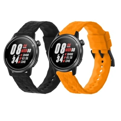 Afbeelding van kwmobile 2x horlogebandjes geschikt voor COROS PACE 2 / APEX (42mm) bandje Smartwatch bandjes van TPU Activity tracker horloge band in zwart oranje