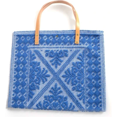 Afbeelding van Ibiza Shopper / Handtas met leren handvat Blauw