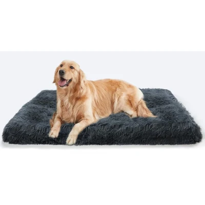 Afbeelding van MDDK DY Hondenbed, extra groot hondenkussen, wasbaar, wollig, lange pluche, zachte bekleding, multifunctionele donkergrijs, 120 x 80 10 cm