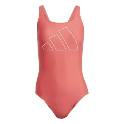 Afbeelding van adidas Vrouwelijke Big Bars X Terug Badpak 40, Semi helder rood/wit, 44