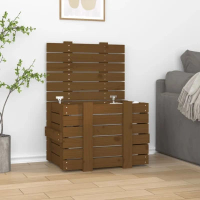 Afbeelding van Opbergbox 58x40,5x42 cm massief grenenhout honingbruin