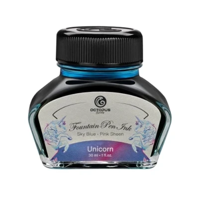 Afbeelding van Octopus Fluids Unicorn sheen Ink, vulpeninkt in inktglas, inkt, blauw, 30 ml