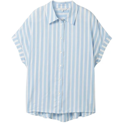 Afbeelding van TOM Tailor Overhemdblouse, Dames, Maat: 34, Offwhite blue vertical stripe