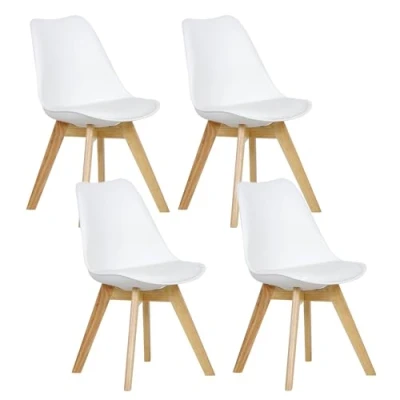 Afbeelding van WOLTU 4 x eetkamerstoelen gebruikt voor keukens, woonkamer, slaapkamer, wit BH29ws