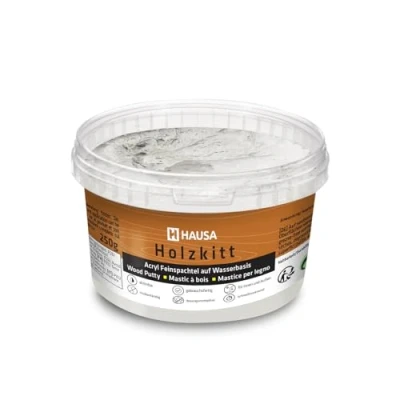 Afbeelding van HAUSA Houtkitt 250 g grijze houtplamuurmassa, stopverf voor hout, houtplamuur/vulmassa het repareren van houtschade, gebruiksklaar, uitstekende vulkracht, sneldrogend, scheurbestendig