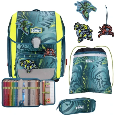Afbeelding van Scout Schooltas Basic Genius Set 4 delig Action Blauwgrijs