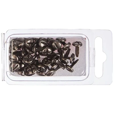 Afbeelding van Rayher 7835942 Mini Brads met schroefkop ontwerp voor scrapbooking, kaarten maken en knutselen, ronde kop papieren bevestigingsmiddelen, grijs, 8 mm kop, 50 stuks,