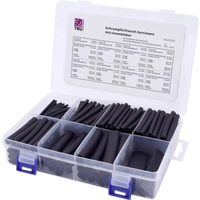 Afbeelding van TRU COMPONENTS T1807CA006 Krimpkous assortiment Zwart Krimpverhouding:3:1 300 onderdelen