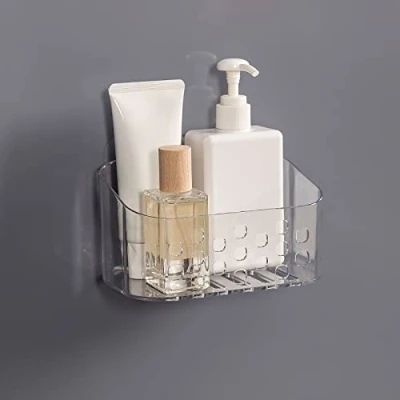 Afbeelding van Aanrecht Organisator, Caddy, Spons Houder voor Aanrecht, Wandmontage Zelfklevende Organizer Keuken, Helder Plastic