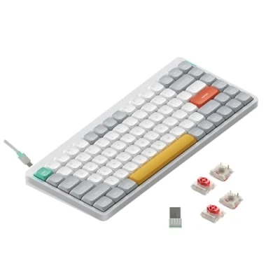 Afbeelding van Nuphy Air75 v2 QMK/VIA Mechanisch Toetsenbord, 75% Low Profile Draadloos Bluetooth 5.1, 2.4GHz en bekabelde verbinding, Compatibel met Windows Mac OS Ionic White Switch Red
