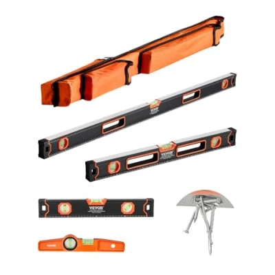Afbeelding van VEVOR 4 delige torpedo waterpasset met libel 120/60/40/25cm magnetisch