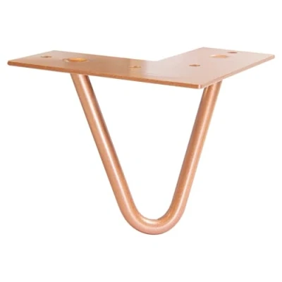 Afbeelding van Wagner 12821401 Meubelpoot Hairpin Poot Retro Style staal gepoedercoat koper, 12 x 10 cm, been conisch/schuin verlopend, geïntegreerde schroefplaat