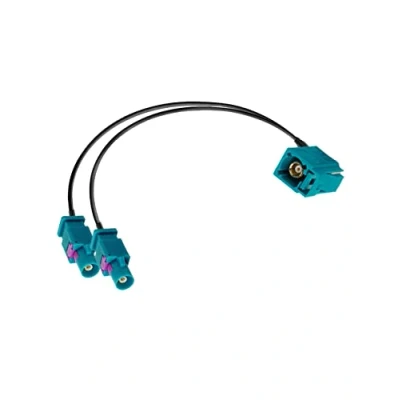 Afbeelding van Vecys Fakra Z kabel aansluiting haaks 90 graden naar dubbele stekker adapterkabel RG174 30 CM / 12 inch voor autoradio DAB antenne GPS navigatiesysteem