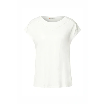 Afbeelding van Street One Damesshirt met decoratieve tape, off white, 42