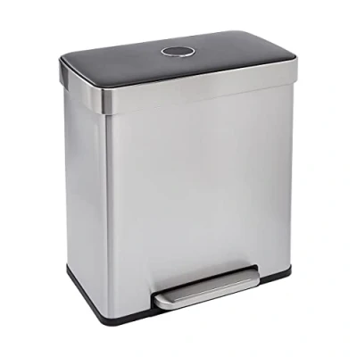 Afbeelding van Amazon Basics Rechthoekige afvalbak voor recycling met 2 compartimenten 60 L