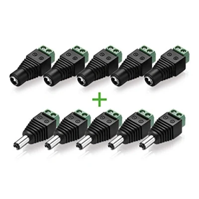 Afbeelding van conecto, holle stekkeradapter, 5,5 x 2,5 mm stekker op twee polig terminalblok (5x) + stekkeradapter bus tweepolig