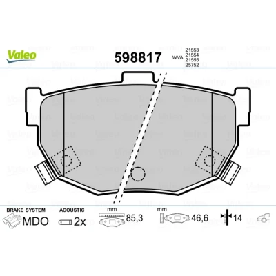 Afbeelding van Valeo Remblokset 598817
