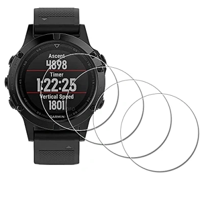 Afbeelding van iDaPro [4 stuks] schermbeschermer voor Garmin Fenix 5 47 mm horloge 【Niet Plus】 Gehard glas anti kras luchtbelvrij