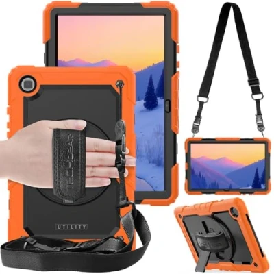 Afbeelding van TECHGEAR Utility Beschermhoes compatibel met Samsung Galaxy Tab A7 2020 10,4 inch (SM T500/SM T505), harde beschermhoes, stootbescherming 360 graden draaibare standaard, schouderriem en handgreep