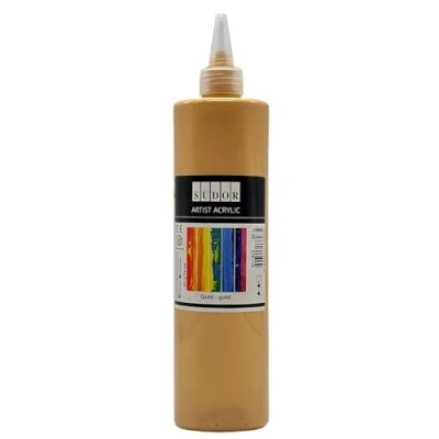 Afbeelding van SÜDOR ACRYL KLEUR 500 ml goedkope acrylverf hoogwaardige kunstenaars schilderverf knutselen (goud)