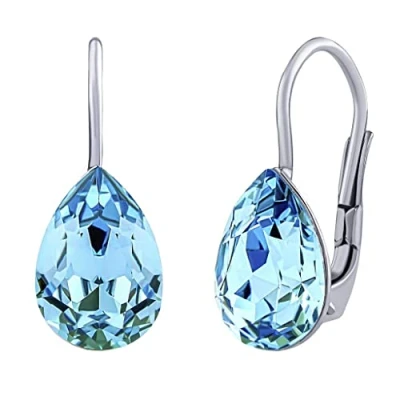 Afbeelding van SILVEGO SILVEGOVSW080E Dames Oorbellen 925 Sterling Zilver met Swarovski Crystals Druppels Blauw