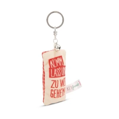 Afbeelding van Sleutelhanger Mini Pluche Kussen Kom, Laten We Te Ver Gaan 8cm met Bel