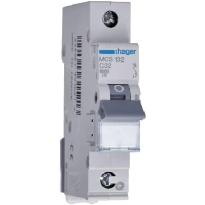 Afbeelding van Hager MCS132 C type 1P 1Module(s) snijmachine (32 A, 17,5 mm, 70 83,4 25 60 C, 80 C)