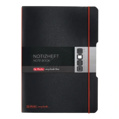 Afbeelding van Herlitz 11361508 notitieboek (A4, PP omslag met rubberen sluiting, 80 g/m²), vellen, zwart