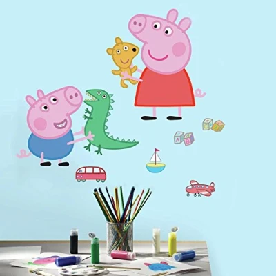 Afbeelding van RoomMates Peppa The Pig en George Playtime Peel and Stick gigantische muurstickers