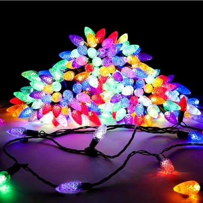 Afbeelding van Christmas Concepts 200 kleurrijke dennenappellampen met glittereffect van kerstverlichting