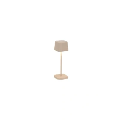 Afbeelding van Zafferano, Ofelia Micro Lamp, Snoerloze, Oplaadbare Tafellamp met Touch Control, voor Binnen en Buiten, Dimmer, 2200 3000 K, Hoogte 20 cm, Kleur Zand