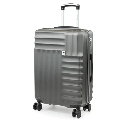 Afbeelding van Pierre Cardin Soleil Koffer reisbagage met 8 spinner 360 graden wielen TSA sloten en telescopische handgreep, Houtskool Grijs, M,