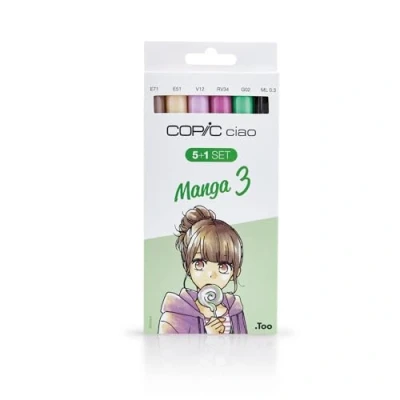 Afbeelding van Copic Ciao Set 3 Manga 5 Markers + 1 Fineliner Twin Twinmarkers Alcoholmarkers Stiften Voor Tekenen En Ontwerpen