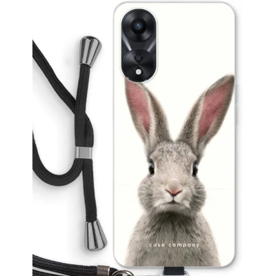Afbeelding van Case Company® hoesje met Koord geschikt voor Oppo A58x Daisy Telefoonhoesje Zwart Bescherming aan alle Kanten en Over de Schermrand