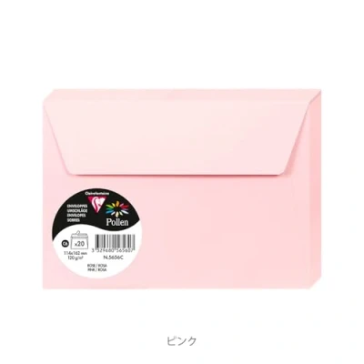 Afbeelding van Clairefontaine 5656C verpakking met 20 enveloppen, zelfklevend, formaat C6, 11,4 x 16,2 cm, 120 g, kleur: roze, uitnodigingen voor evenementen en matching, serie pollen, premium papier, glad