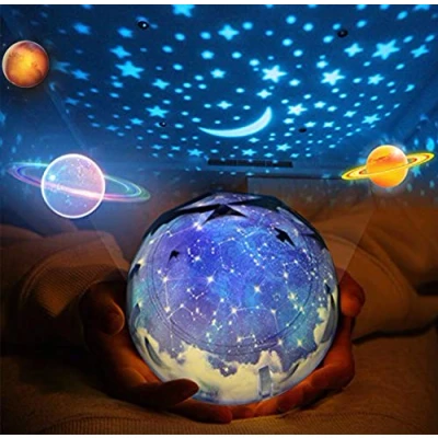 Afbeelding van Lichtprojector met draaiknop, led nachtlampje voor baby&#039;s, 5 veranderbare stijlen, decoratief sfeerlicht kinderslaapkamer, woonkamerfeest (USB aangedreven/werkt op batterijen)