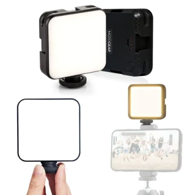Afbeelding van MOJOGEAR 64 LED Multi Color Mini videolamp voor smartphone en camera 2.000 mAh batterij Zwart