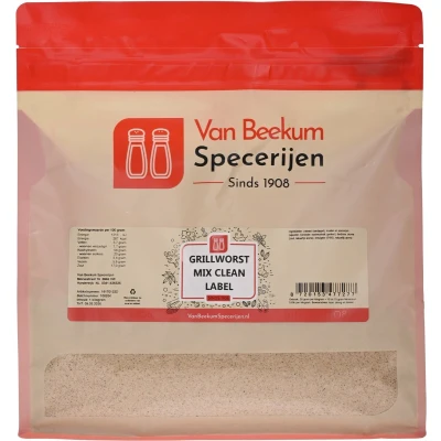 Afbeelding van Van Beekum Specerijen Grillworst Mix Clean Label 1 kilo (hersluitbare stazak)