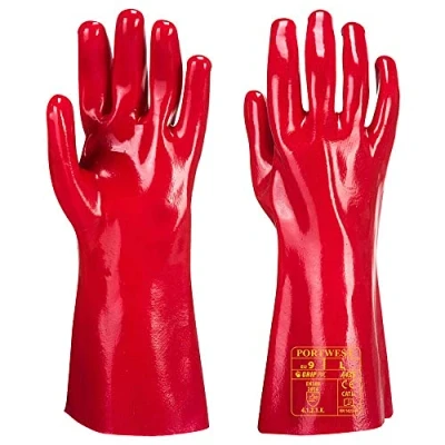 Afbeelding van Portwest A435 PVC Werkhandschoen, Normaal, Grootte XL, Rood