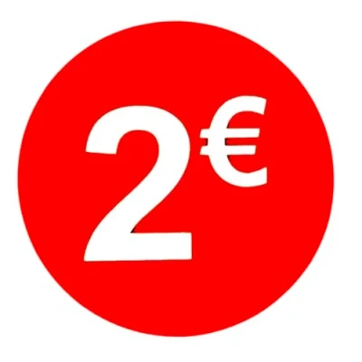 Afbeelding van Prijsetiketten, 2, verpakking van 1000 stuks, rond, rood, stickers, prijsstickers, kortingen, aanbieding