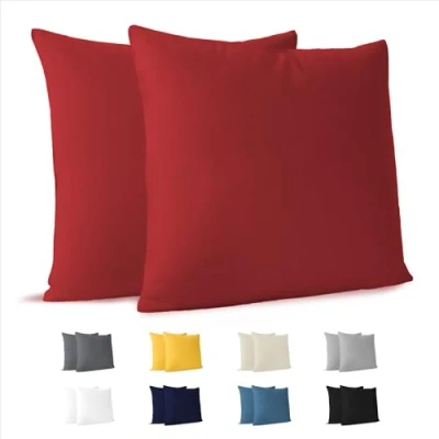 Afbeelding van Dreamzie Kussensloop (Set van 2) Rood Katoen Voor Kussens 40 x cm 100% Jersey Beddengoed Dubbel Bed Kussenbeschermer Bestendig en Hypoallergeen