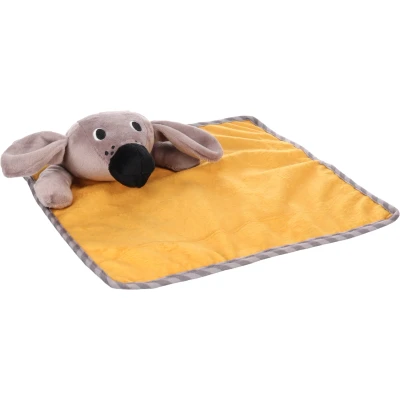 Afbeelding van Flamingo Speelgoed voor puppy&#039;s Livo knuffeldeken oker 29 x 7 cm afwerking met rand piepen en krakende geluiden