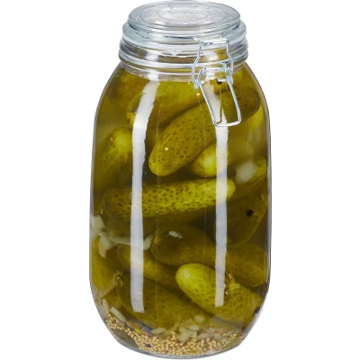 Afbeelding van Relaxdays weckpot 3 liter groot glazen voorraadpot inmaakpot beugelsluiting glas