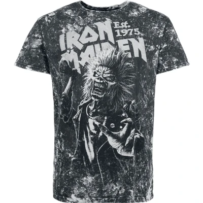 Afbeelding van Iron Maiden Eddie T shirt zwart grijs S Katoen Heren Band merch, Bands, Duurzaamheid