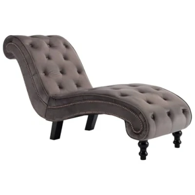 Afbeelding van Chaise longue fluweel grijs