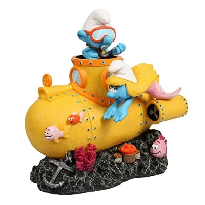 Afbeelding van Smurfs Aquadella Aquariumdecoratie Vissen Smurfen Onder Water Duikboot 15,8x10,8x16cm Meerkleurig 1st