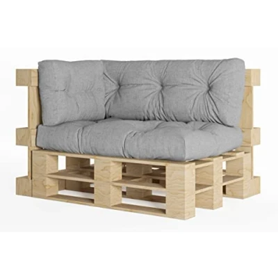 Afbeelding van Chilly Pilley Palletkussen Schuimvlokken Palletmeubels Palletbank Rugleuning Zitkussen Zijkussenset (Set Van 3 Zilver)