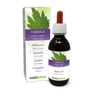 Afbeelding van Hartgespan (Leonurus cardiaca) kruid met bloemen Alcoholvrije moedertinctuur Naturalma Vloeibaar extract druppels 120 ml Voedingssupplement Veganistisch