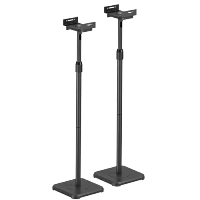 Afbeelding van my wall HS34L, in hoogte verstelbare luidsprekerstandaarden, traploos verstelbaar (85,8 112,8 cm), draai en kantelbaar, universeel compatibel, voor boxen tot 5 kg, boxstandaard perfect
